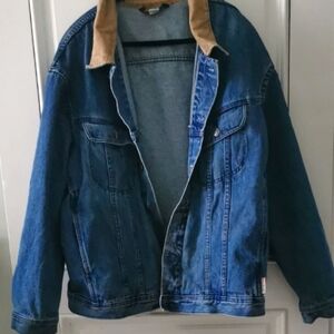 Mens WorkKing vintage denim barn farm jacket with corduroycollar. Size 2XL. EUC.